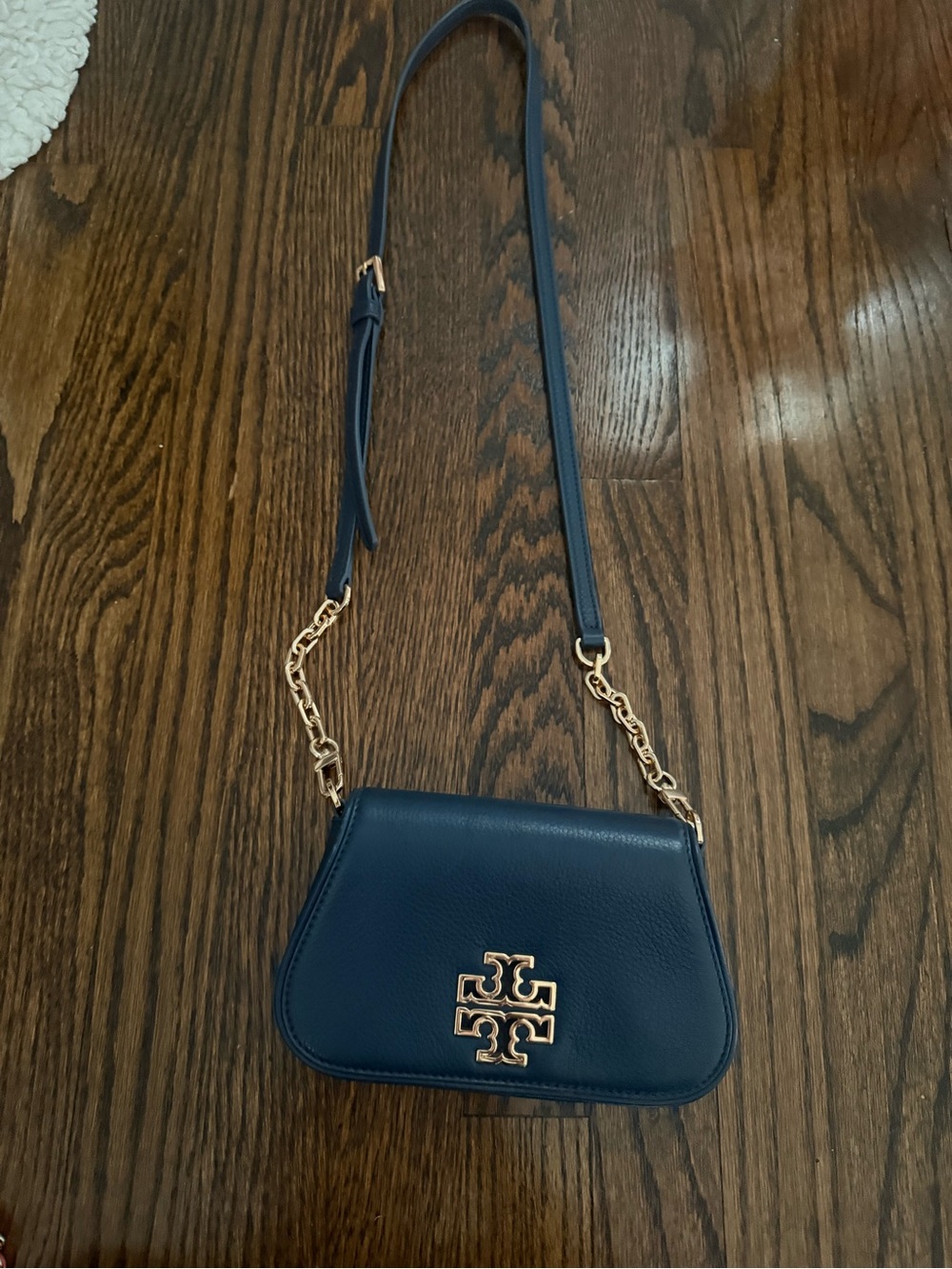 Tory Burch Navy Fleming Small Convertible Shoulder Bag